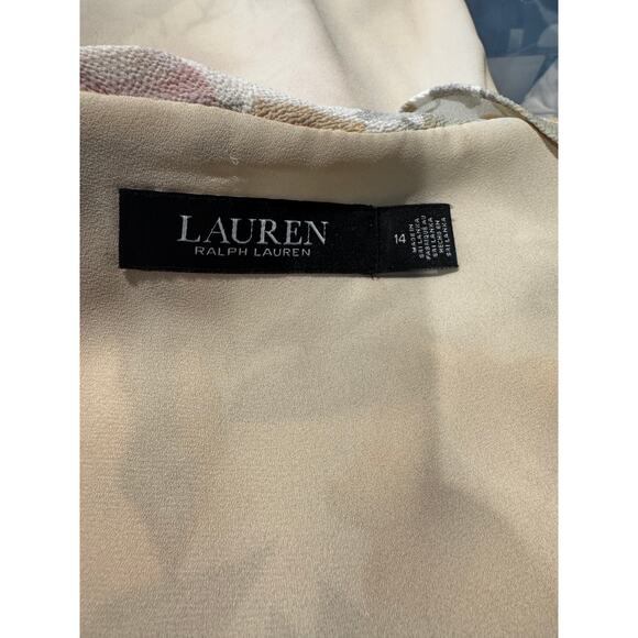LAUREN RALPH LAUREN Floral Bubble Crepe Tie Neck Dress in Siz 14 - Picture 4 of 6